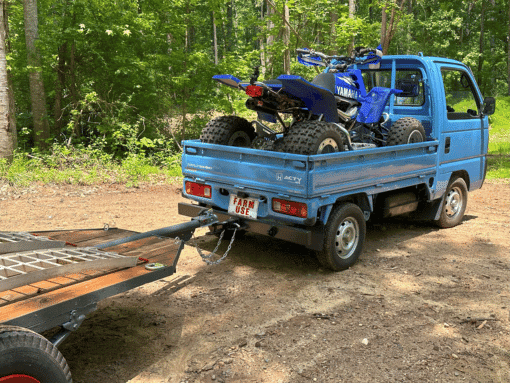Blue Truck with ATV and Bumper Hitch - Xpert Accessories